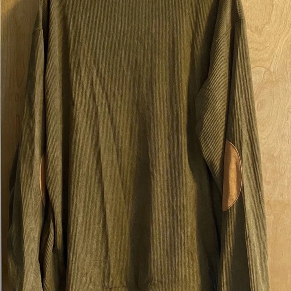 NWOT Men Corduroy Pullover Colorblock 1/4 Button Sweatshirt Golden Brown 2XL - Picture 3 of 11
